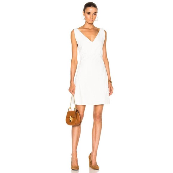 Chloe Light Cady Dress Off White Milk size 40 US L 8-10 Back Ties Side Zip NWT - Picture 1 of 16